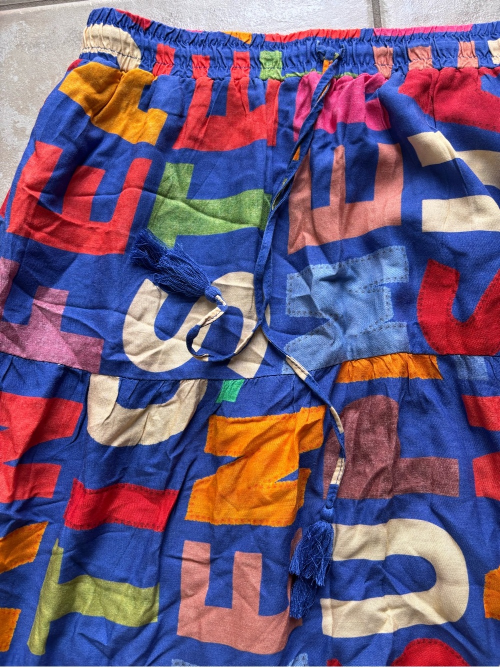 FARM Rio Blue Multicolor Letter-Print Maxi Skirt - Picture 3 of 8